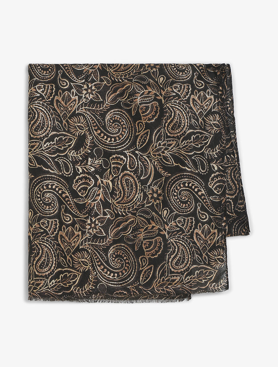 Foulard imprimé cachemire irisé - Noir - 2