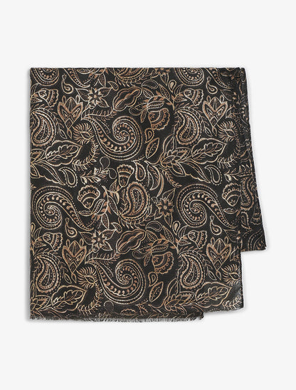 Foulard imprimé cachemire irisé - Noir - 2