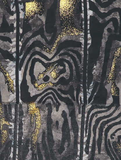 Foulard à imprimé zèbre stylisé et lamé - Gris foncé - 2