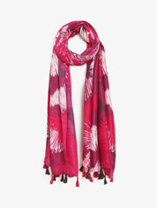 Foulard à pompons imprimé abstrait - Fuchsia - 1