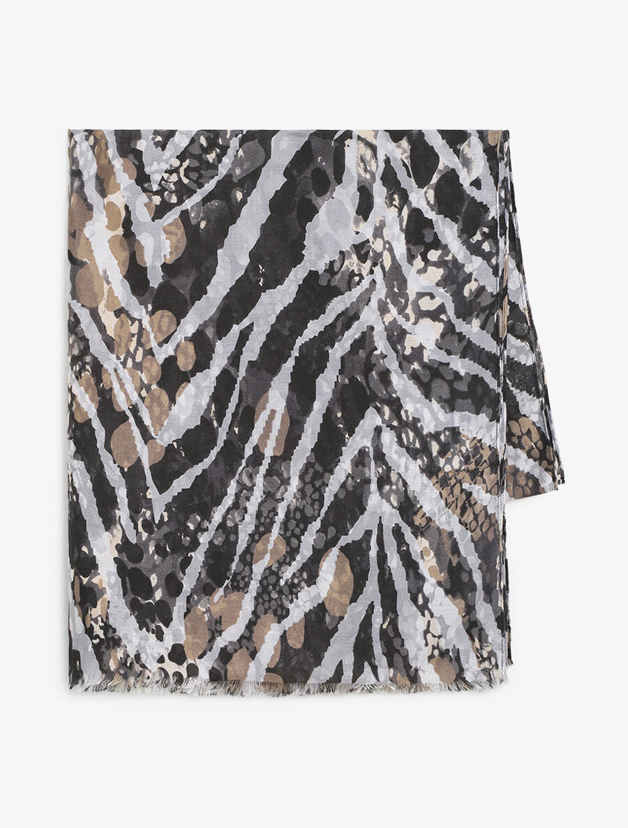 Foulard à imprimé abstrait - Noir - 2