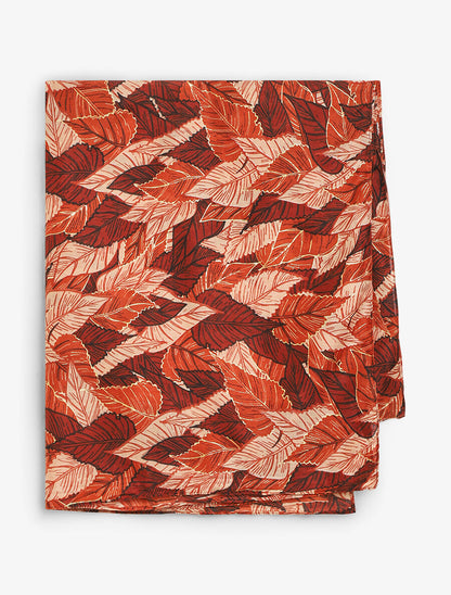 Foulard à imprimé feuilles automnales irisées - Orange - 2