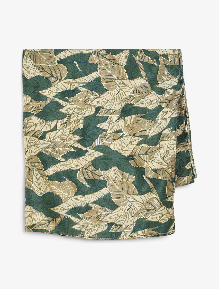 Foulard à imprimé feuilles automnales irisées - Vert - 2
