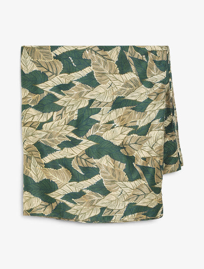 Foulard à imprimé feuilles automnales irisées - Vert - 2