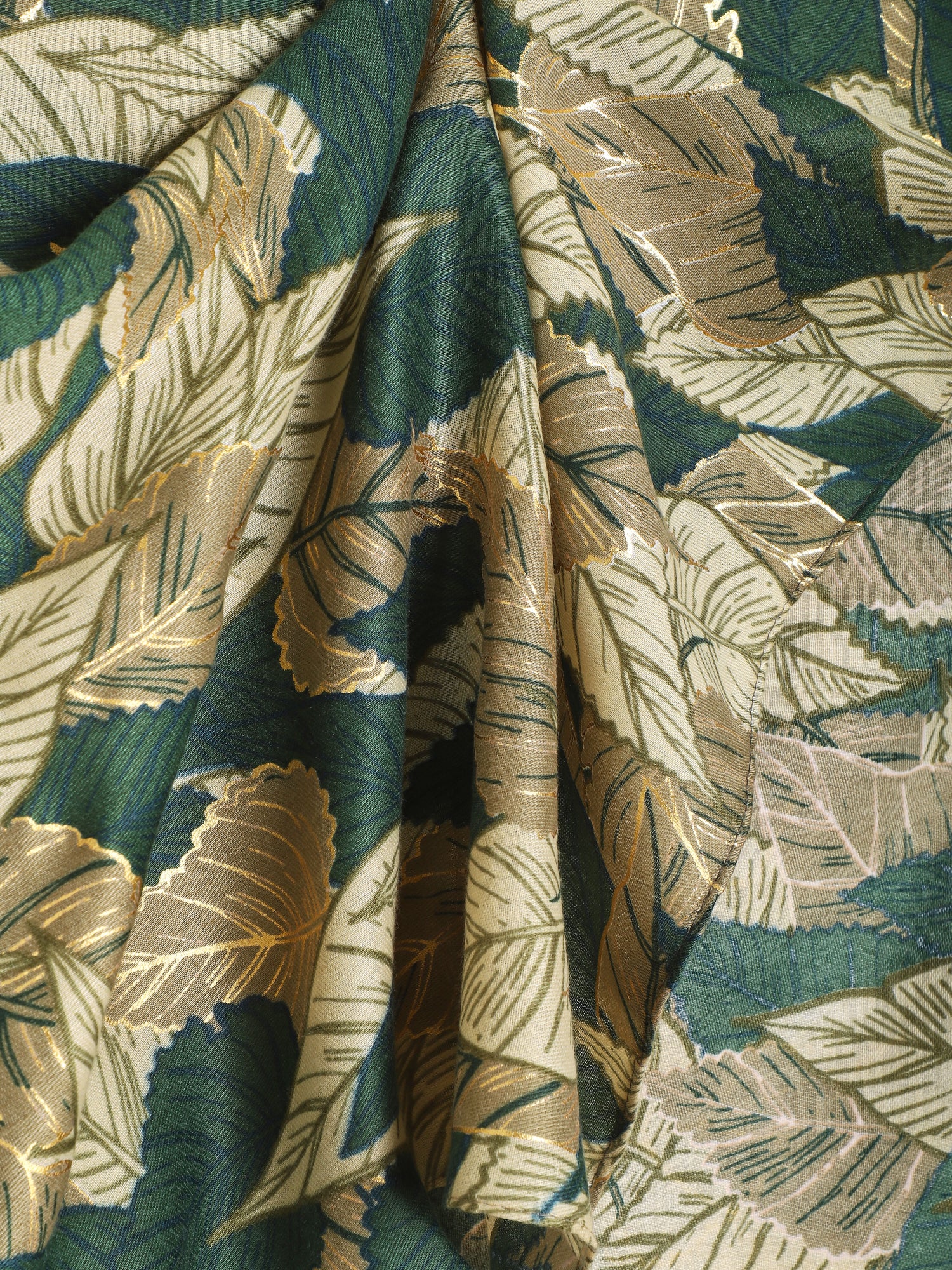 Foulard à imprimé feuilles automnales irisées - Vert - 3