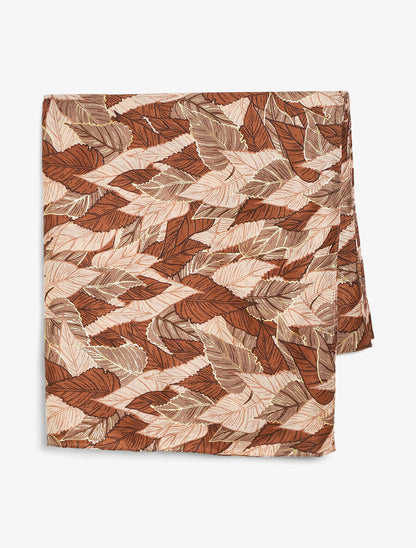 Foulard à imprimé feuilles automnales irisées - Taupe - 2