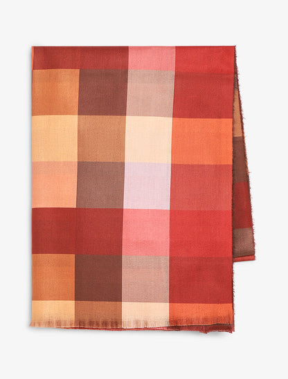 Foulard à imprimé grandes carreaux - Camel - 2