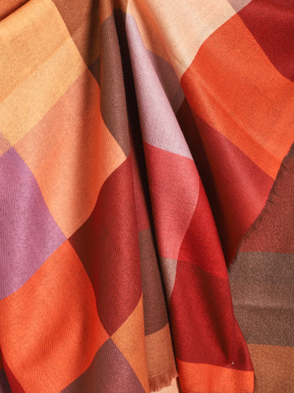 Foulard à imprimé grandes carreaux - Camel - 3