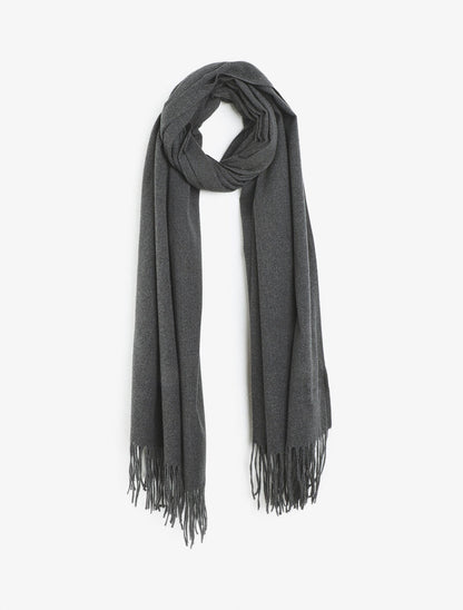 Echarpe unie à franges - Gris - 4