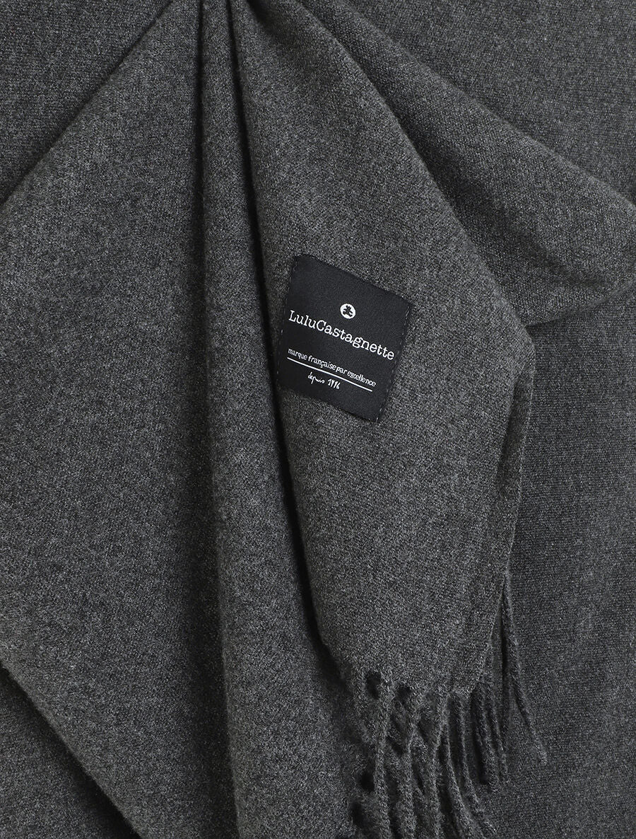 Echarpe unie à franges - Gris - 3