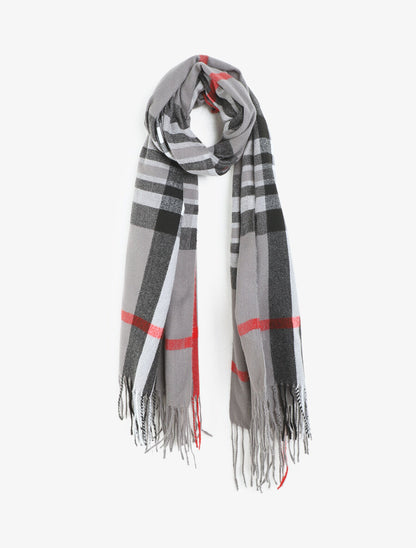Echarpe imprimé carreaux - Gris - 1