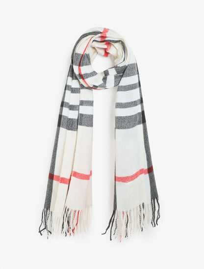 Echarpe imprimé carreaux - Beige - 1
