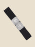 Ceinture double boucles carrées à strass - Noir/argent - 1