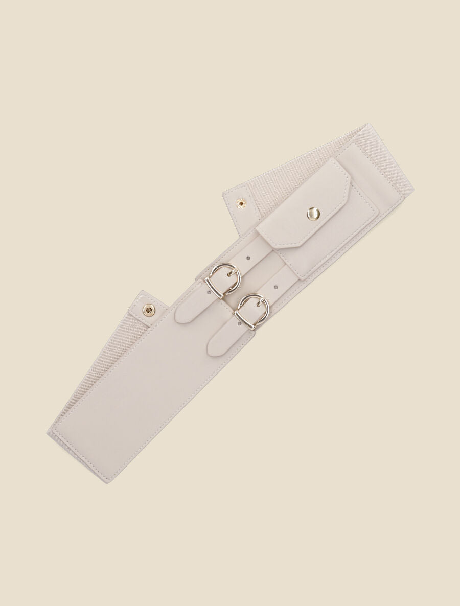 Ceinture en simili à pochette - Beige - 2
