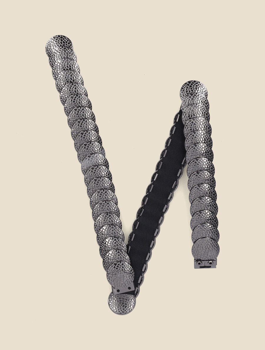 Ceinture élastiquée à médailles - Noir - 2