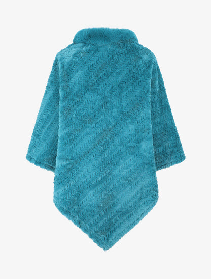 Poncho uni à motif zigzag - Turquoise - 2