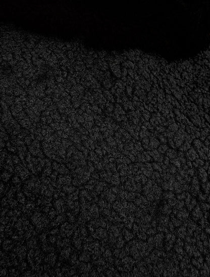 Poncho uni à texture effet mouton - Noir - 3