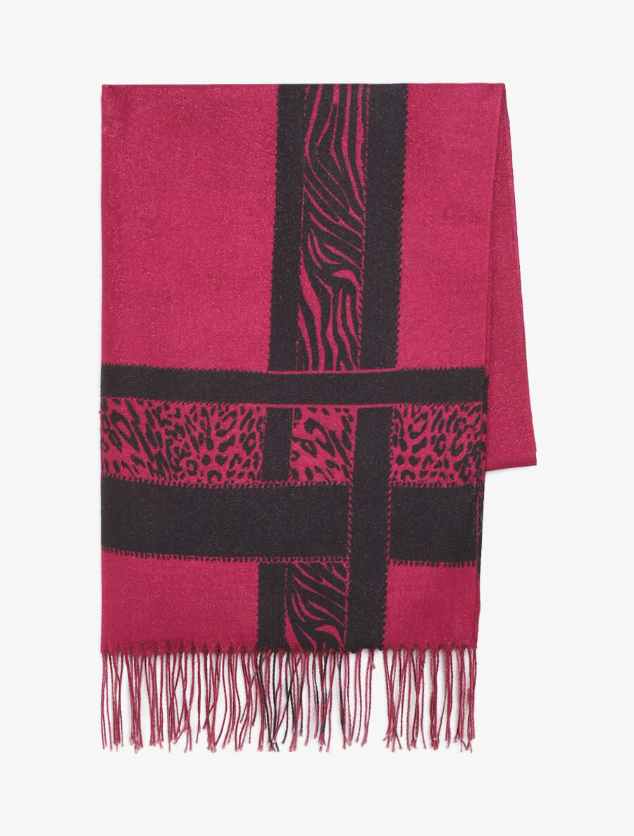 Echarpe irisée motif léopard fantaisie - Fuchsia - 2