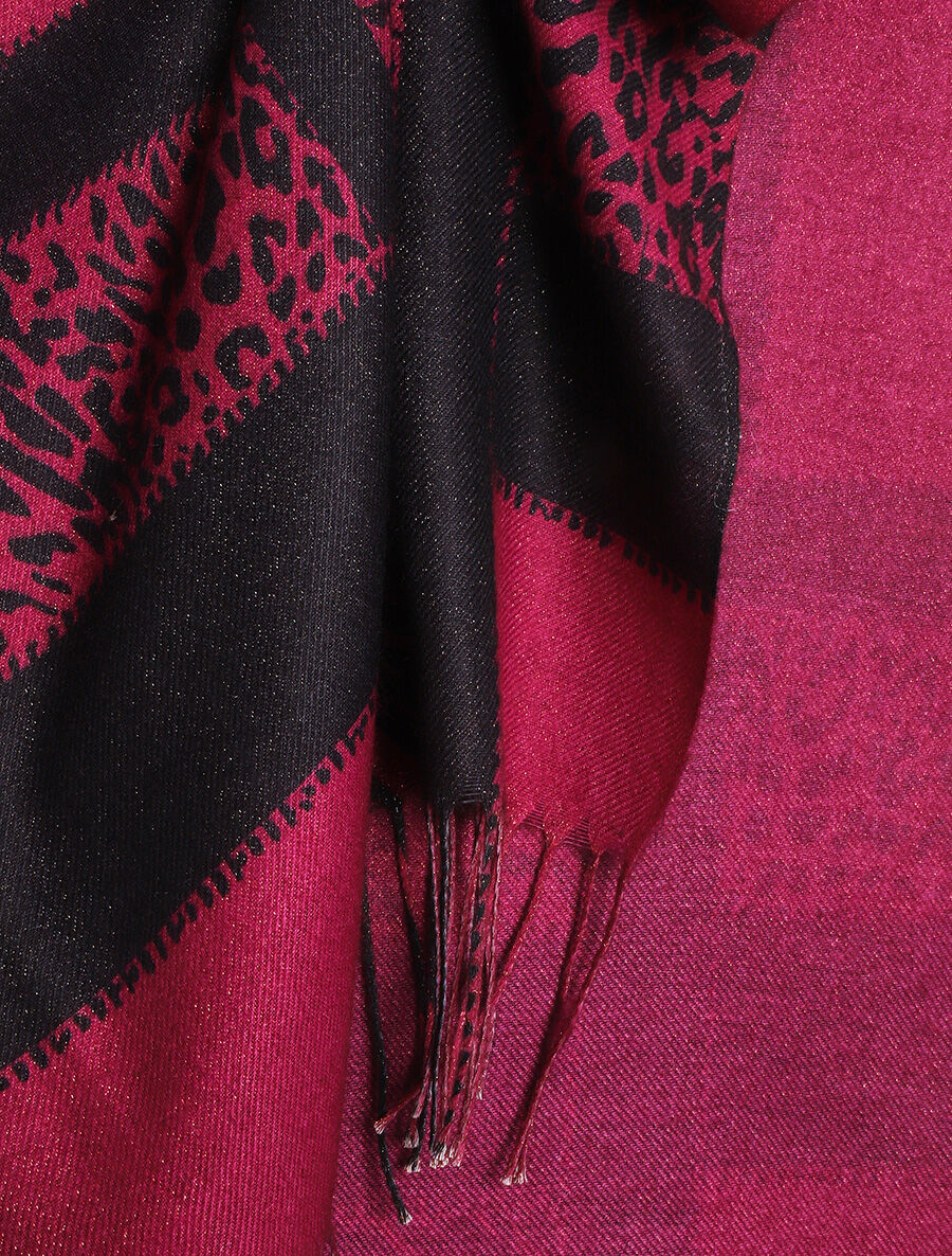 Echarpe irisée motif léopard fantaisie - Fuchsia - 3