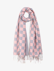 Echarpe motif damier - Rose - 4