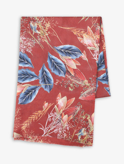 Foulard à imprimé feuilles irisées - Bordeaux - 2