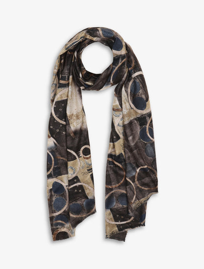 Foulard à imprimé peinture abstraite - Noir - 1