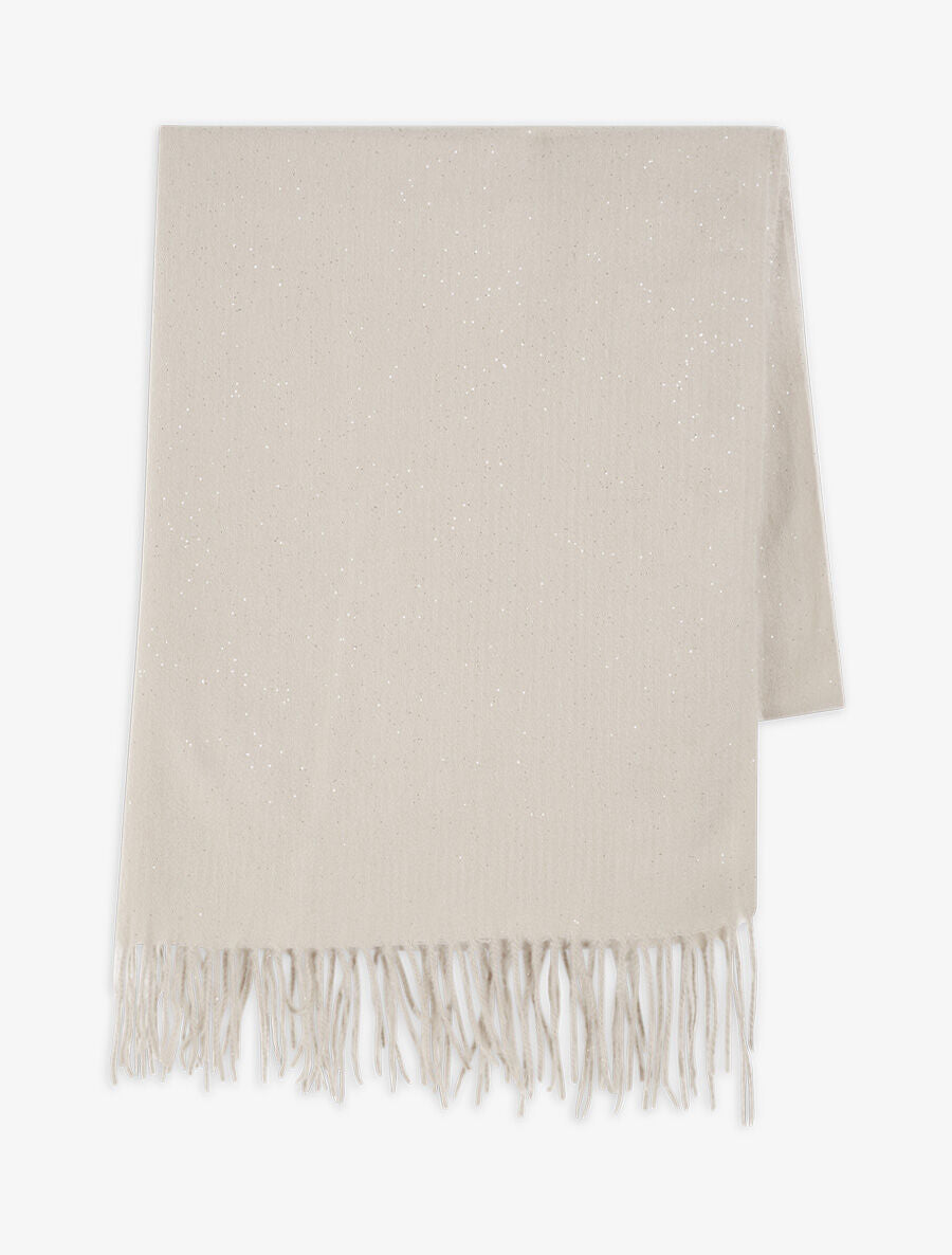 Echarpe unie irisée à bords frangés - Taupe - 2