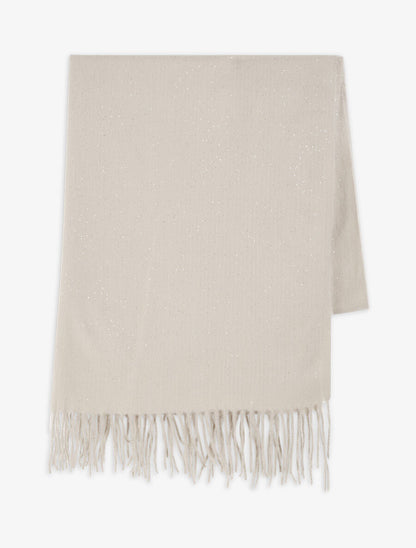 Echarpe unie irisée à bords frangés - Taupe - 2