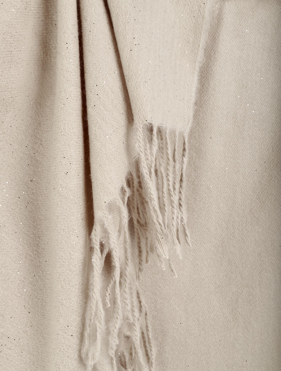 Echarpe unie irisée à bords frangés - Taupe - 3
