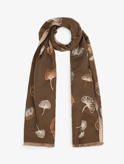Echarpe imprimé fleurs - Taupe - 1