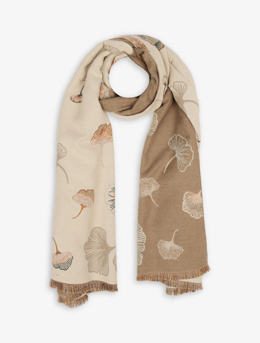 Echarpe imprimé fleurs - Beige - 1