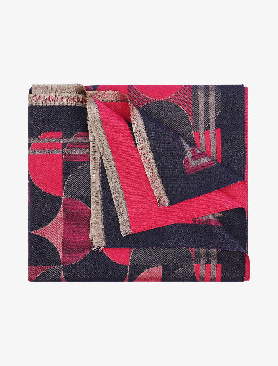 Echarpe imprimé graphique stylisé - Fushia - 2