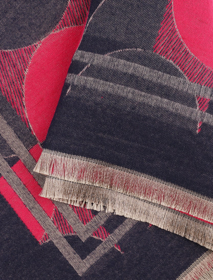 Echarpe imprimé graphique stylisé - Fushia - 3