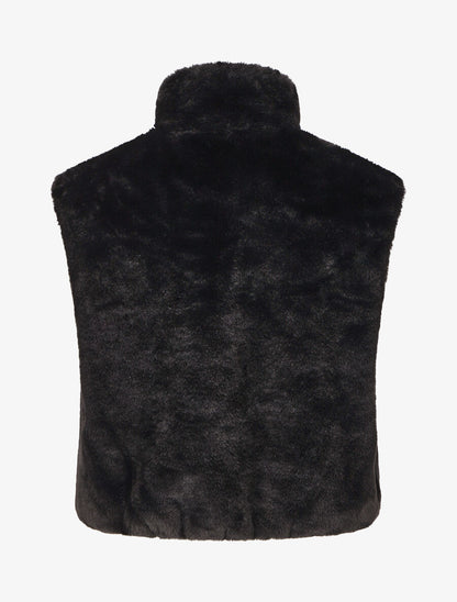 Veste sans manches en fausse fourrure - Noir - 2