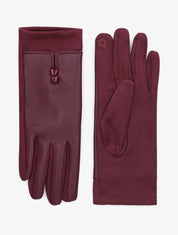 Gants unis bi-matière - Bordeaux - 2