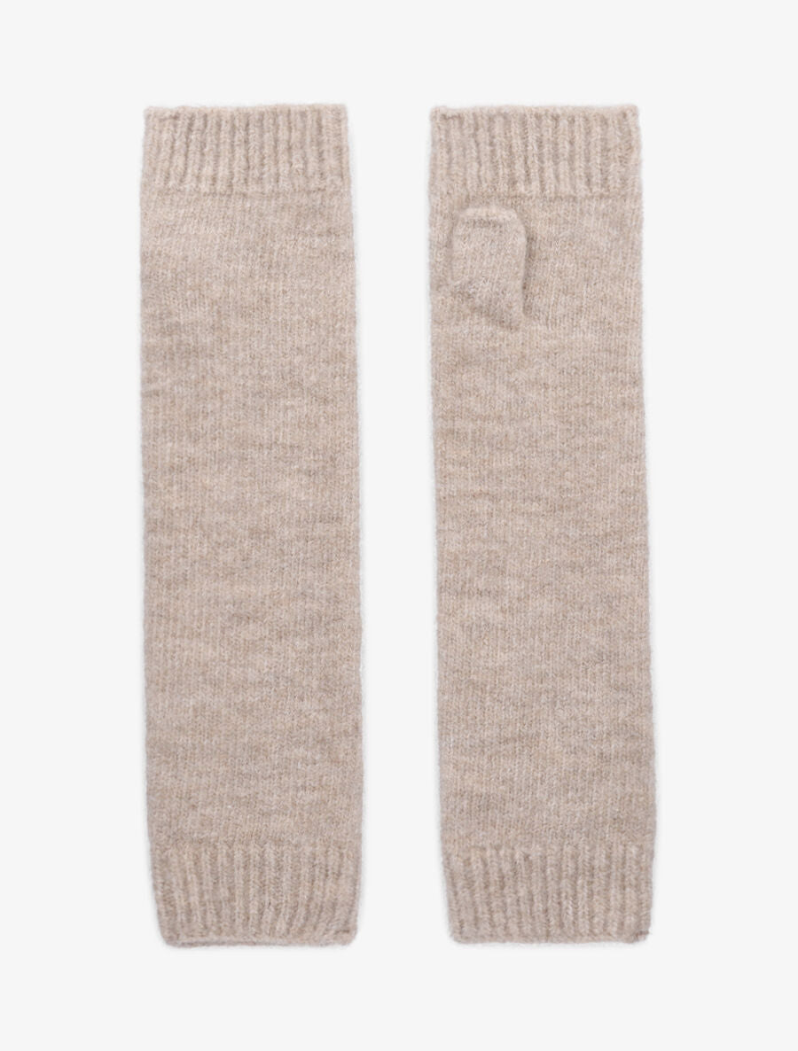 Mitaines longues en maille - Taupe - 2
