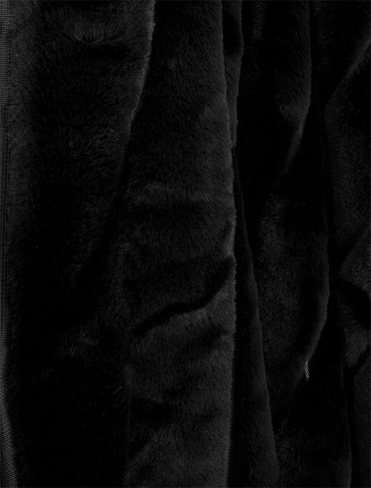 Châle en fourrure synthétique à pompons - Noir - 3