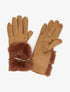 Gants suédés à détail fausse fourrure et noeud - Camel - 1