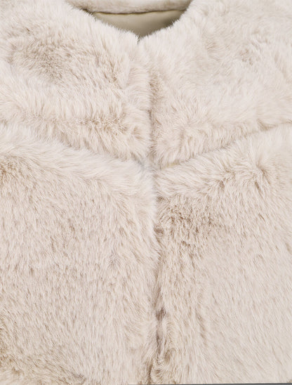Veste sans manches en fausse fourrure - Beige - 3