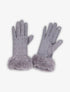 Gants en suédine à détails strass et fausse fourrure - Gris clair - 3