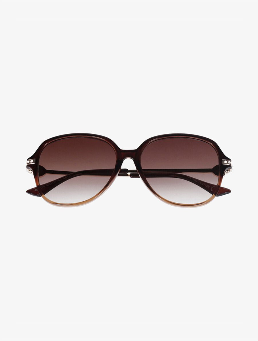 Lunettes de soleil oversize à strass - Camel - 2
