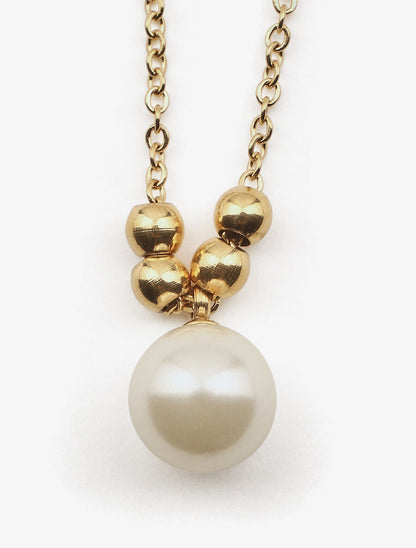Collier à billes et perles blanche - Or - 3