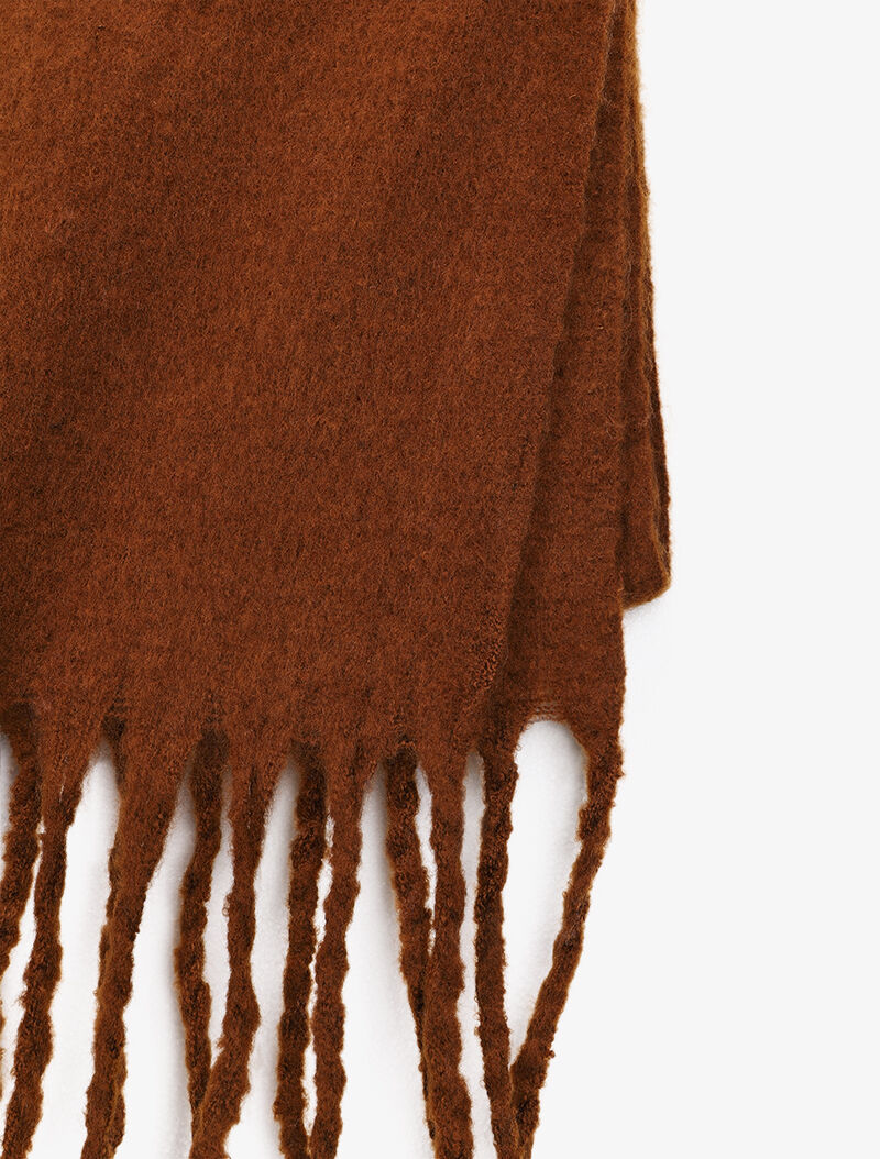 Echarpe longue et duveteuse à franges - Camel - 3