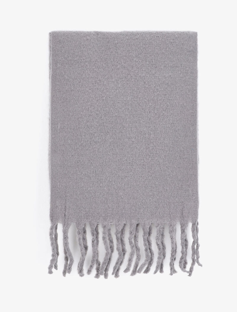 Echarpe longue et duveteuse à franges - Gris clair - 2