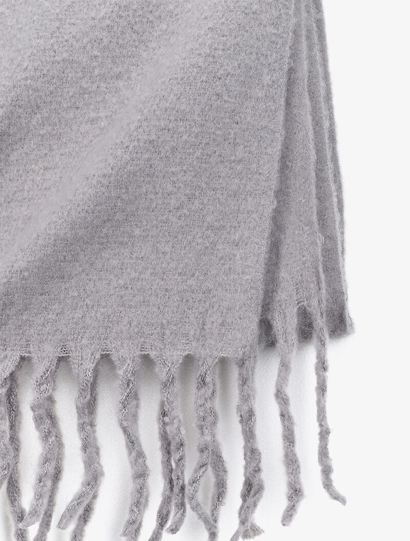 Echarpe longue et duveteuse à franges - Gris clair - 3