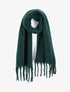Echarpe longue et duveteuse à franges - Vert foncé - 1