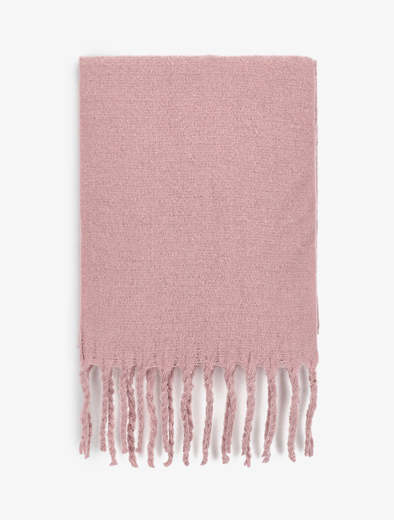 Echarpe longue et duveteuse à franges - Rose poudré - 2