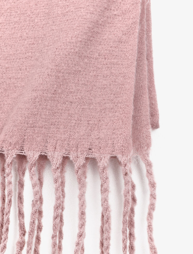 Echarpe longue et duveteuse à franges - Rose poudré - 3