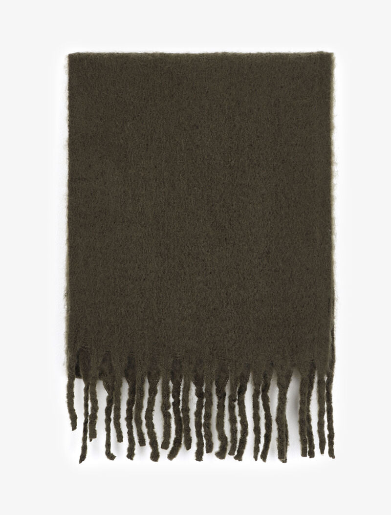 Echarpe longue et duveteuse à franges - Kaki - 2