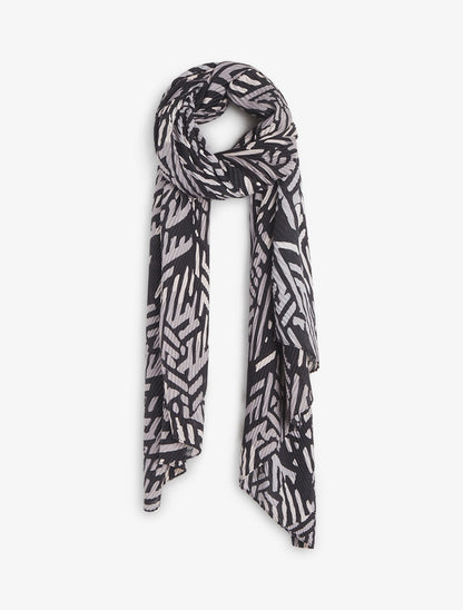 Foulard imprimé graphique bicolore - Noir - 1